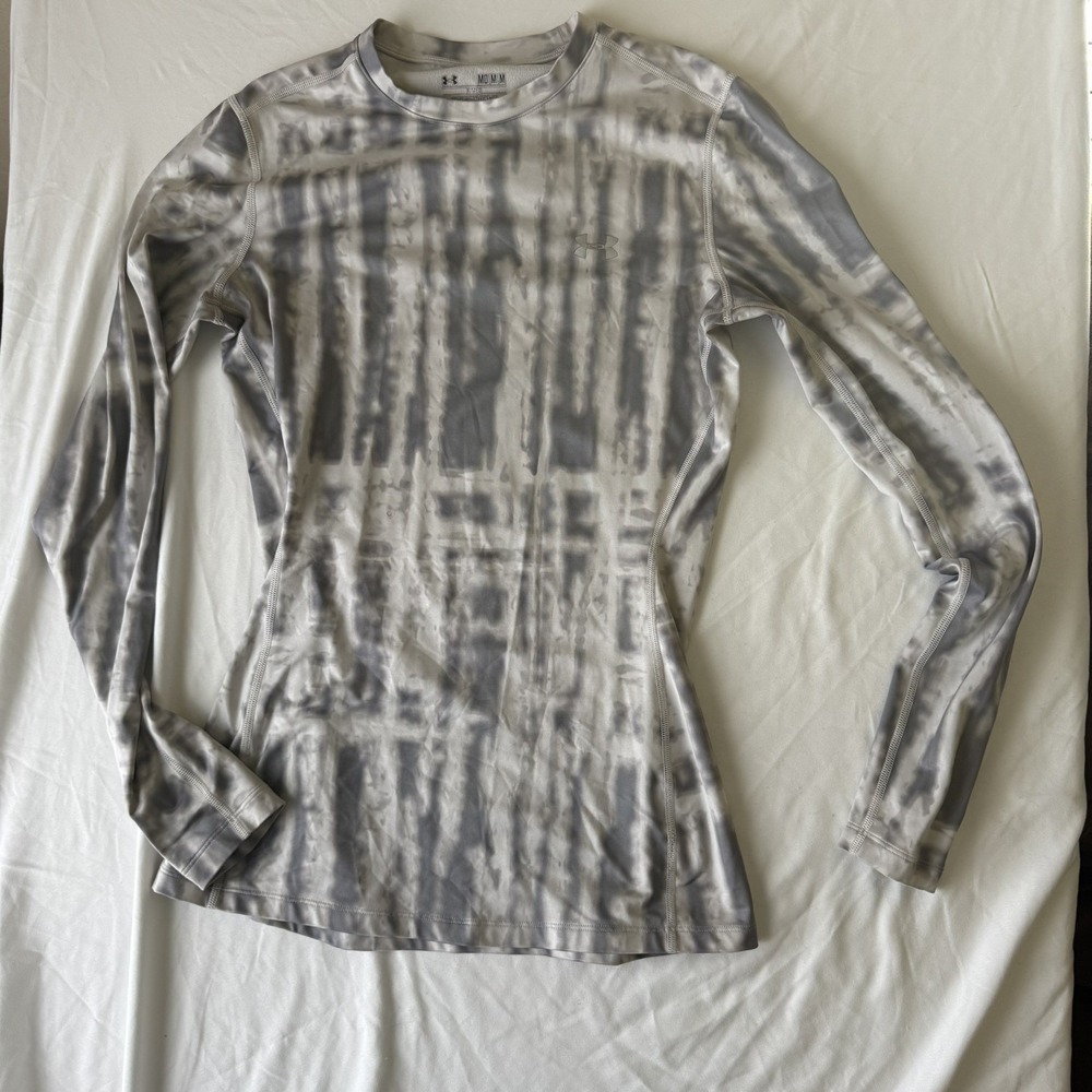 Under Armour Pullover Womens M Fitted Gray Tie Dye Coldgear Performance Stretch